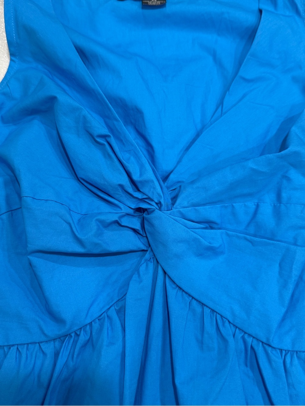 Summer Women’s Bright Blue Twist-Front Midi Dress Cotton Size XS Coastal - Picture 8 of 8